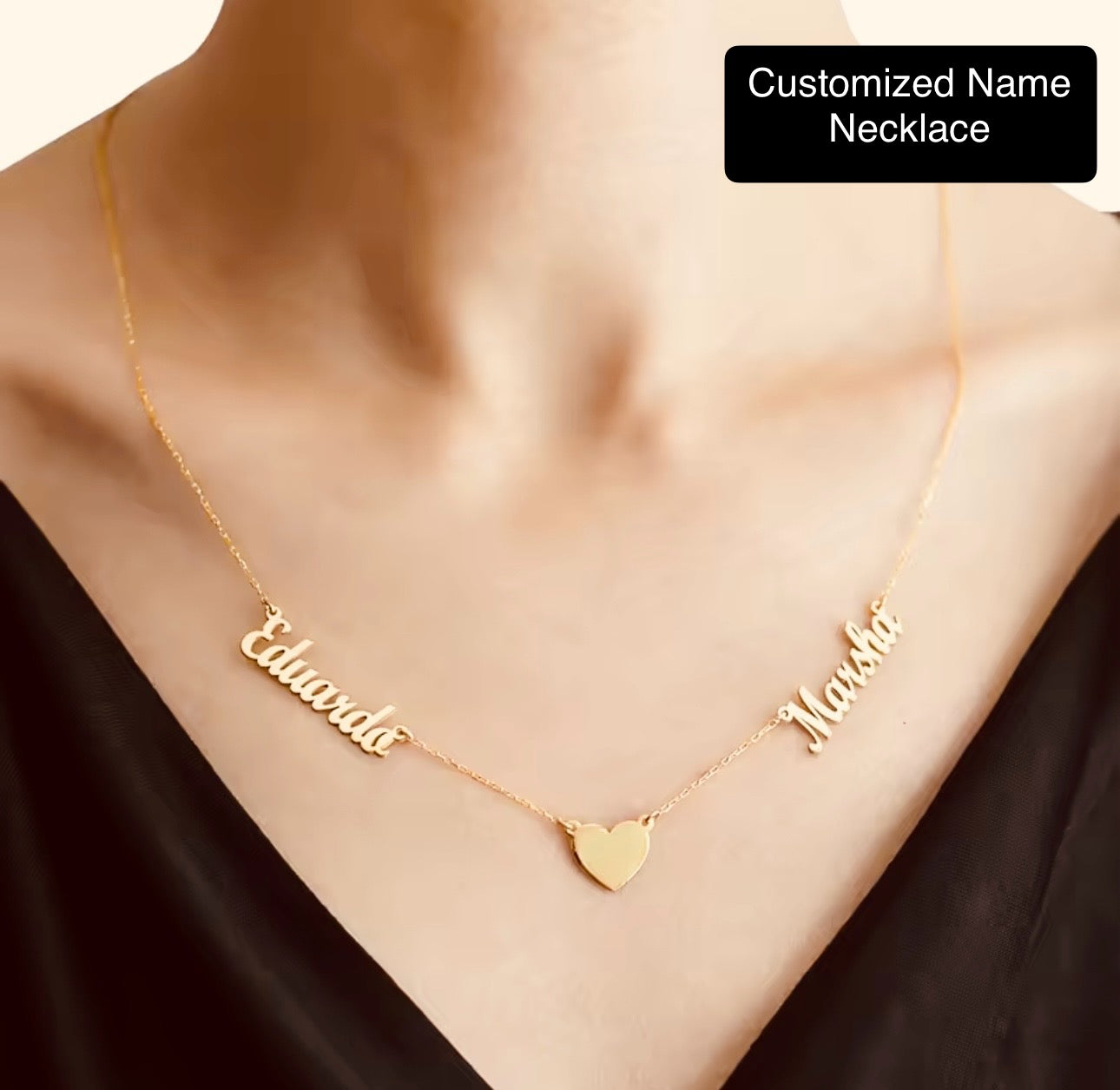 Custom Double Name Heart Necklace• Romantic Personalized Necklace for Women & Girls •. Birthday Gift • Anniversary Gift • Gift for Girlfriend, Wife