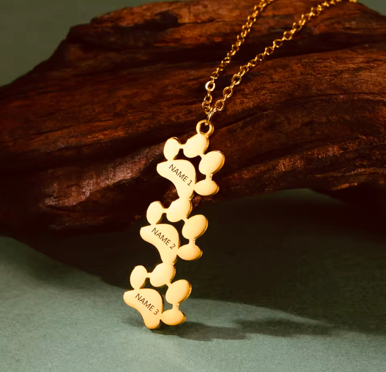 Custom Paw Print Necklace • Personalized Pet Name Jewelry for Women & Kids • Cat Dog Memorial Necklace