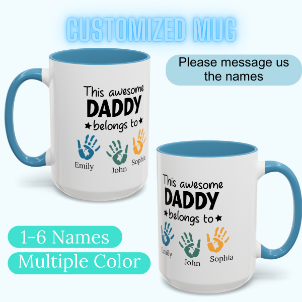 Custom Dad Mug with Kids’ Names | Personalized Father’s Day Gift | Coffee Cup for Dad or Papa | Birthday Gift from Kids | Custom Name Mug