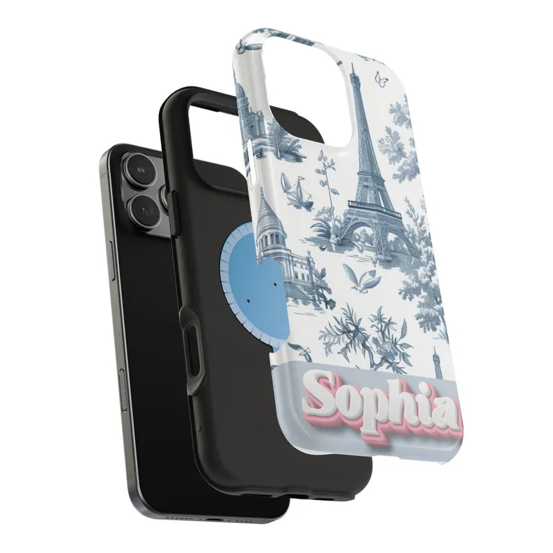 Custom Name Samsung, iPhone Case | Tough, Snap, MagSafe iPhone & Samsung cases | Blue Toile De Jouy Phone Case | Customized Phone Cover