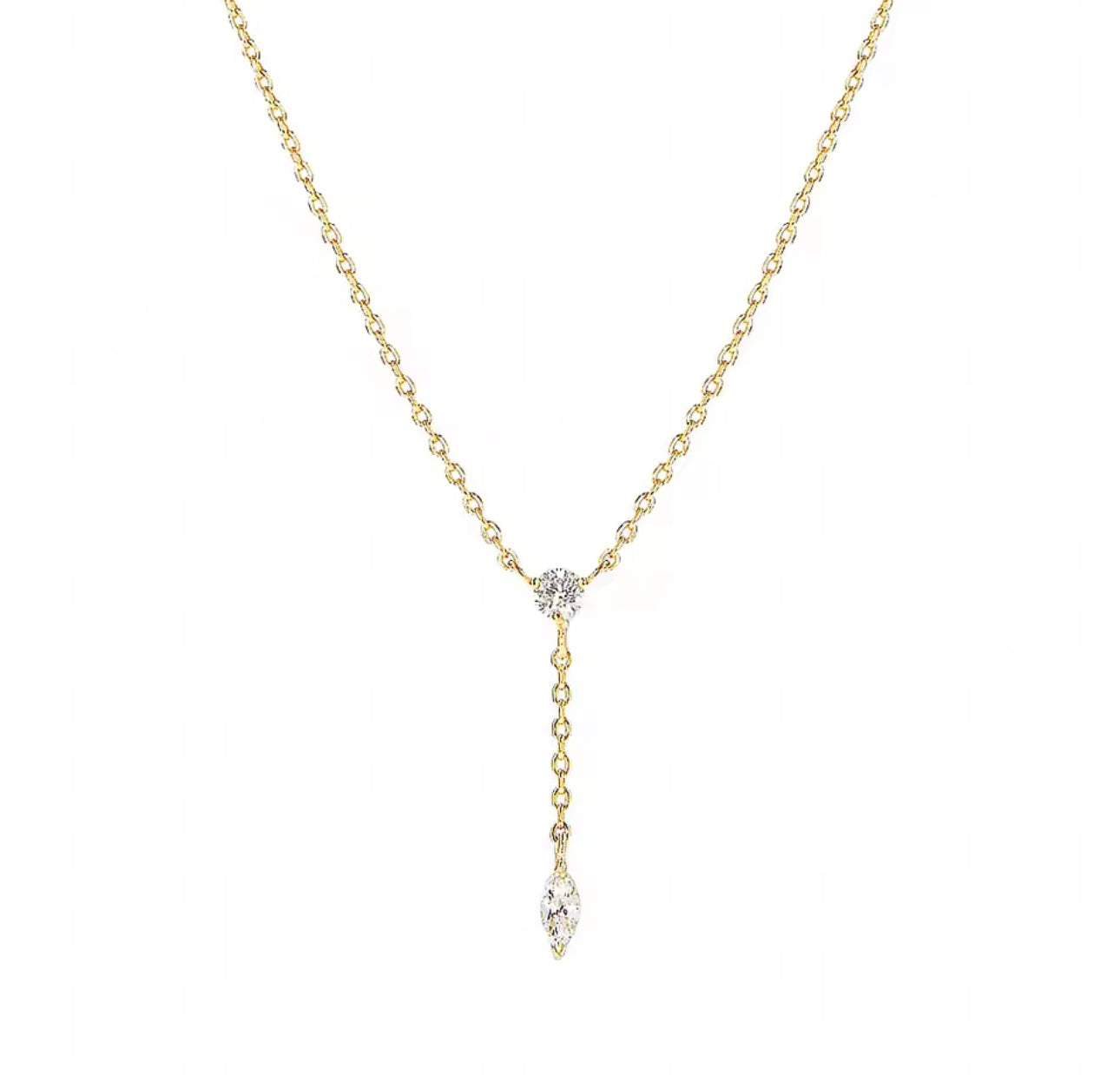 18K Gold Plated Y-Shaped Necklace • Dainty Zircon Pendant • Elegant Slim Chain Choker for Women • Wedding & Everyday Jewelry