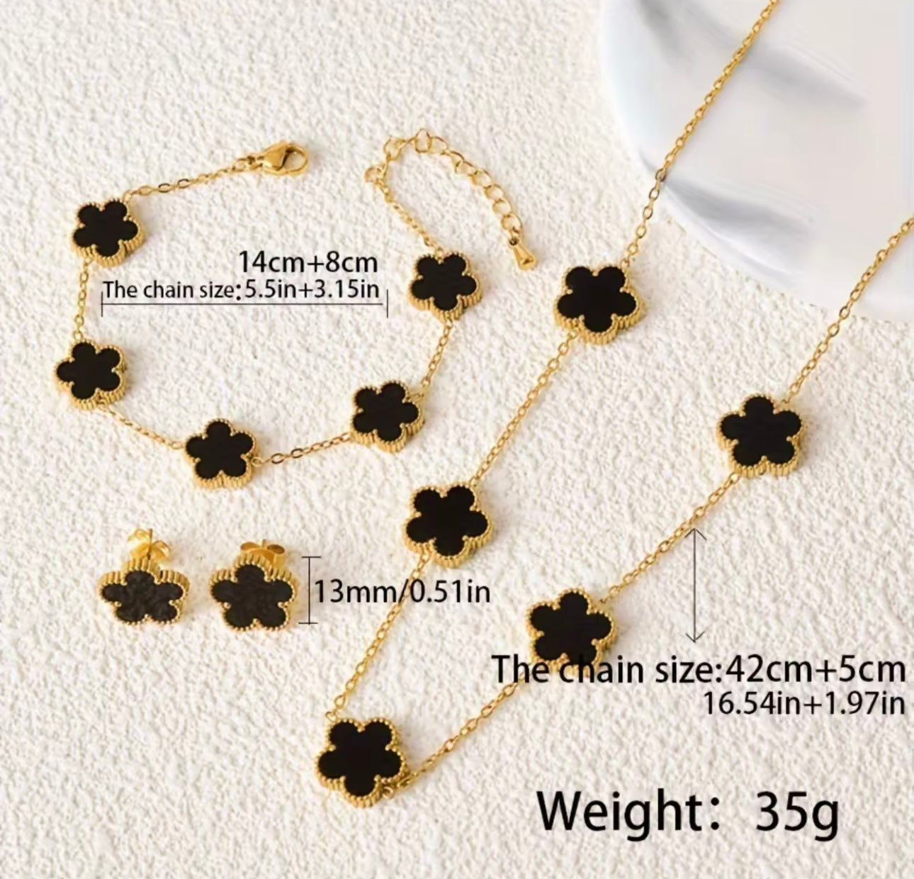 Elegant Floral Jewelry Set – Minimalist Necklace, Bracelet & Earrings | Perfect Gift for Her or Bridesmaids