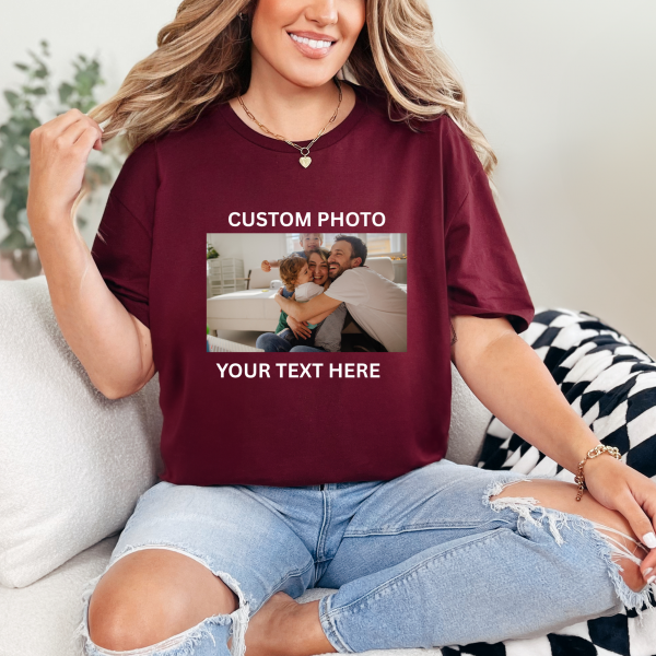 Custom Image T-Shirt, Sweatshirt with Your Photo & Text | Personalized Shirt for Mom, Dad | Custom Logo or Picture Tee | Unique Gift Idea