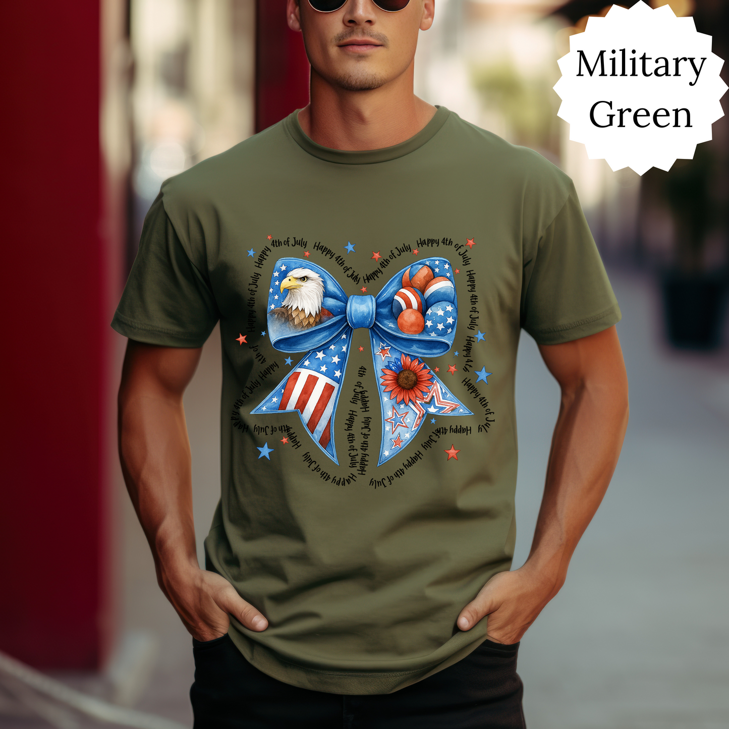 Vintage 4th of July Unisex T-Shirt, Sweatshirt | Retro American Flag Bow Graphic Tee | Patriotic USA Independence Day Outfit