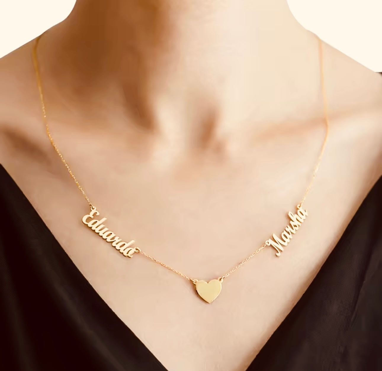 Custom Double Name Heart Necklace• Romantic Personalized Necklace for Women & Girls •. Birthday Gift • Anniversary Gift • Gift for Girlfriend, Wife