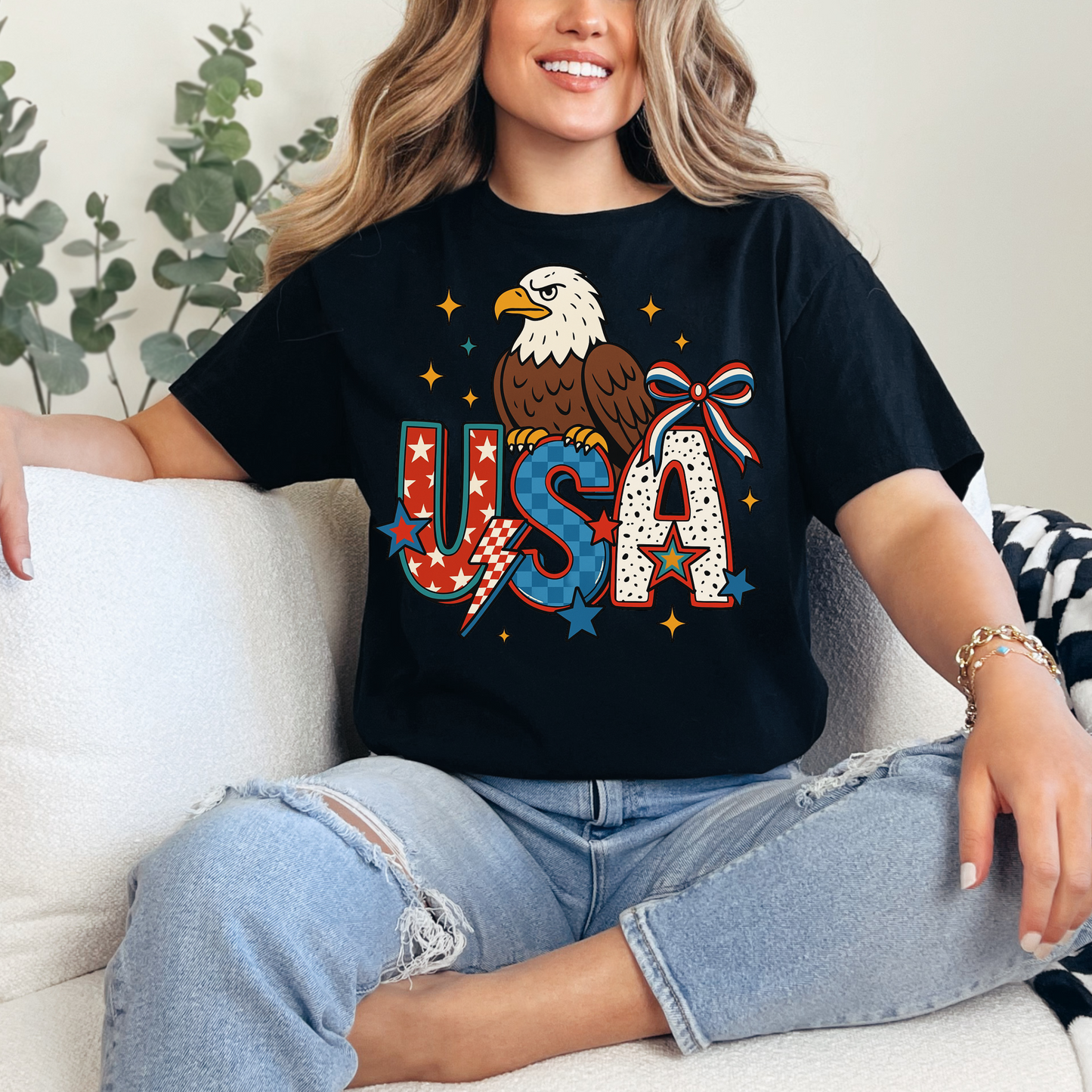 Vintage 4th of July Unisex T-Shirt, Sweatshirt, Hoodie | American Eagle & Bow Graphic Tee | Patriotic USA Apparel