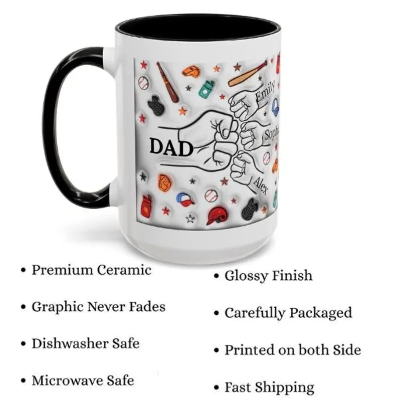 Personalized Dad Mug | Custom Name Coffee Cup with Kids’ Names | Father’s Day Gift for Dad | Customizable Gift for Papa | Birthday Gift