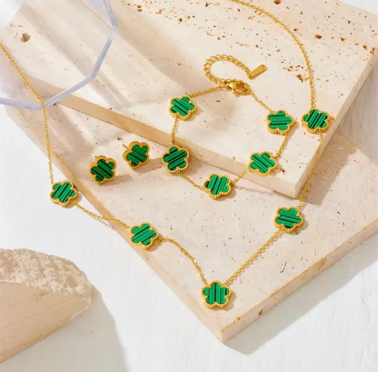 Elegant Floral Jewelry Set – Minimalist Necklace, Bracelet & Earrings | Perfect Gift for Her or Bridesmaids