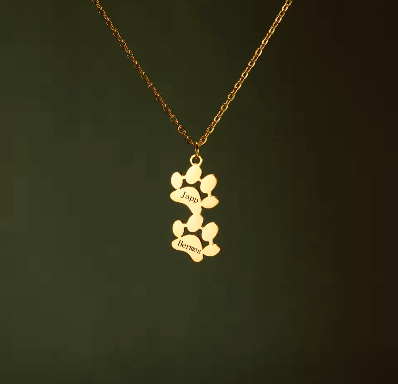 Custom Paw Print Necklace • Personalized Pet Name Jewelry for Women & Kids • Cat Dog Memorial Necklace