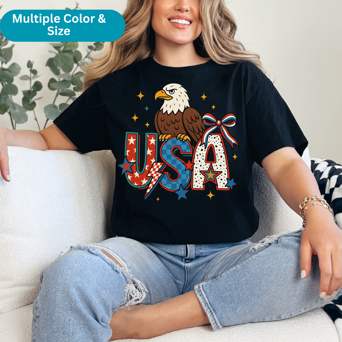 Vintage 4th of July Unisex T-Shirt, Sweatshirt, Hoodie | American Eagle & Bow Graphic Tee | Patriotic USA Apparel