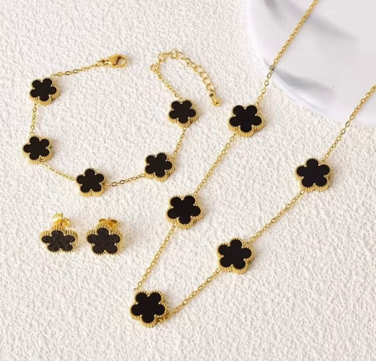 Elegant Floral Jewelry Set – Minimalist Necklace, Bracelet & Earrings | Perfect Gift for Her or Bridesmaids
