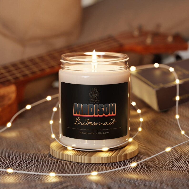 Custom Bridesmaid Proposal Scented Candle | Personalized Bridesmaid Gift, Maid of Honor Candle, Wedding Party, Unique & Thoughtful Gift