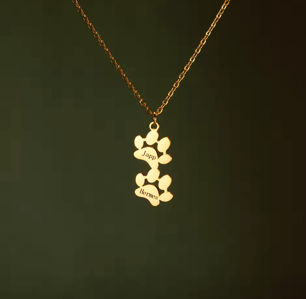 Custom Paw Print Necklace • Personalized Pet Name Jewelry for Women & Kids • Cat Dog Memorial Necklace