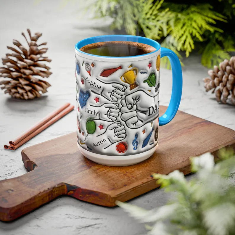 Personalized Dad Mug | Custom Name Coffee Cup with Kids’ Names | Father’s Day Gift for Dad | Customizable Gift for Papa | Birthday Gift