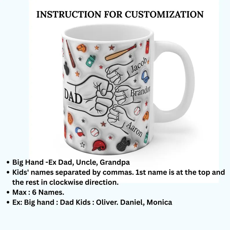 Personalized Dad Mug | Custom Name Coffee Cup with Kids’ Names | Father’s Day Gift for Dad | Customizable Gift for Papa | Birthday Gift