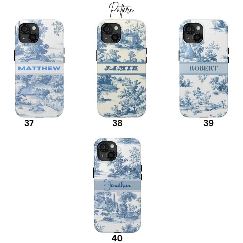 Custom Toile de Jouy Phone Case β Personalized MagSafe iPhone & Samsung Case | Elegant French Floral Design