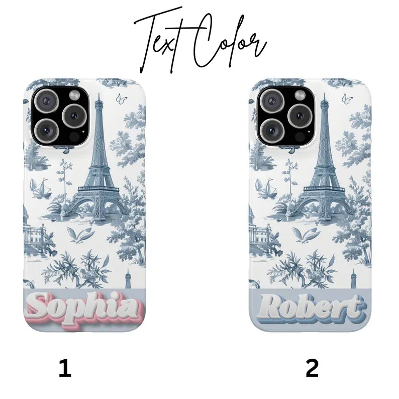 Custom Name Samsung, iPhone Case | Tough, Snap, MagSafe iPhone & Samsung cases | Blue Toile De Jouy Phone Case | Customized Phone Cover