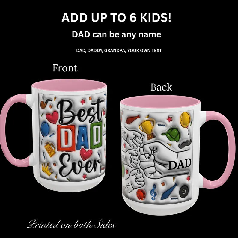 Personalized Dad Mug | Custom Name Coffee Cup with Kids’ Names | Father’s Day Gift for Dad | Customizable Gift for Papa | Birthday Gift