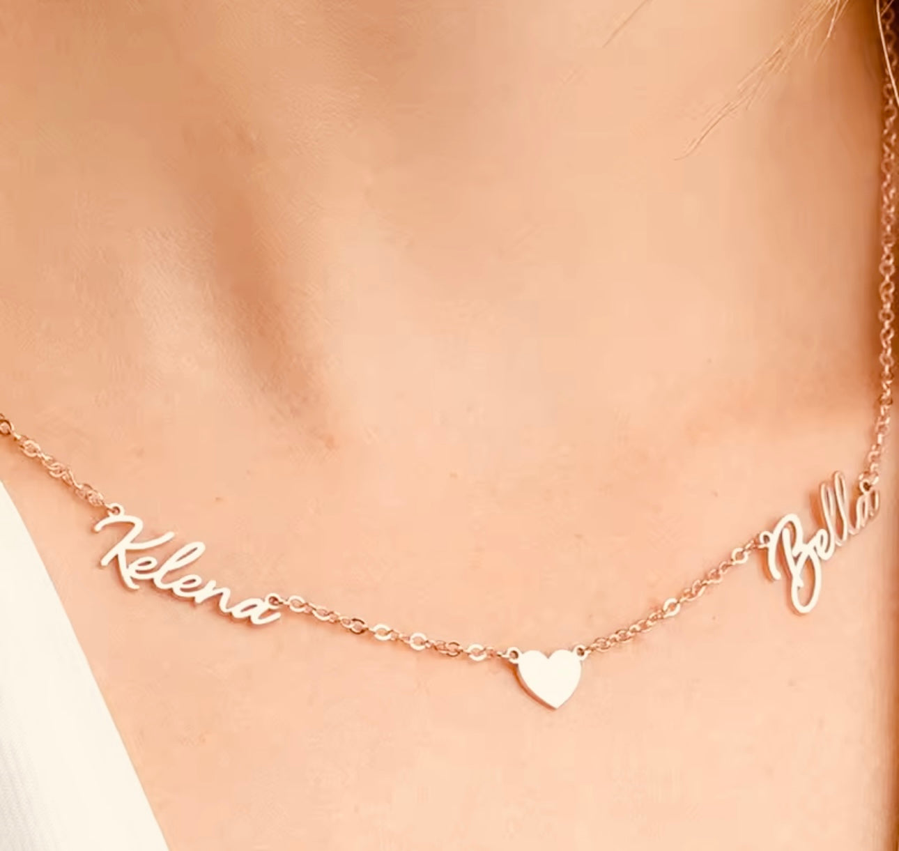 Custom Double Name Heart Necklace• Romantic Personalized Necklace for Women & Girls •. Birthday Gift • Anniversary Gift • Gift for Girlfriend, Wife