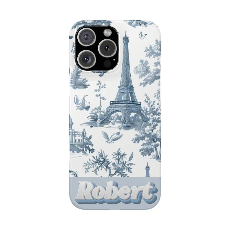 Custom Name Samsung, iPhone Case | Tough, Snap, MagSafe iPhone & Samsung cases | Blue Toile De Jouy Phone Case | Customized Phone Cover