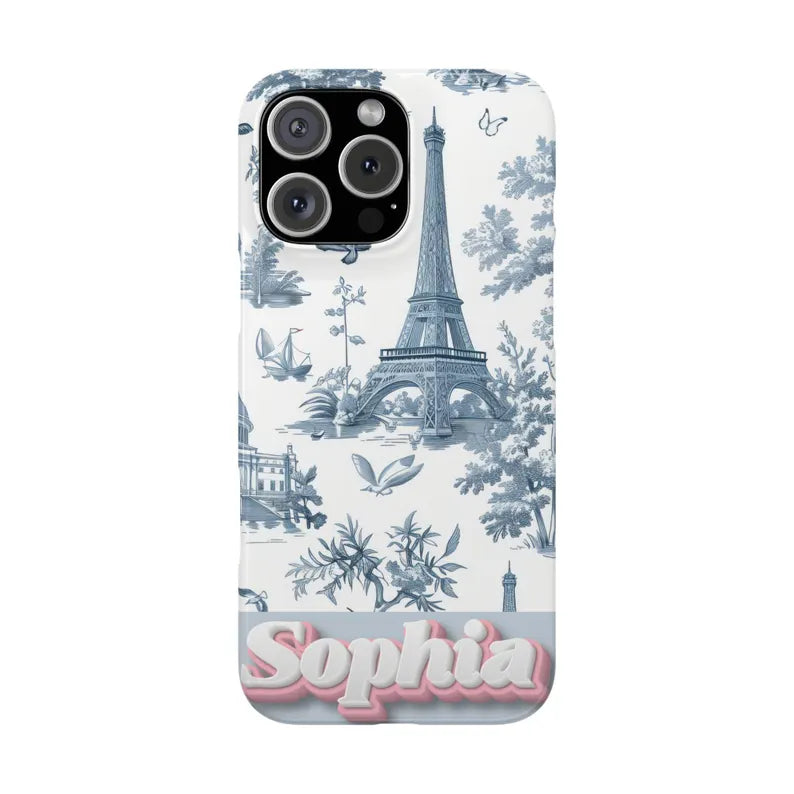Custom Name Samsung, iPhone Case | Tough, Snap, MagSafe iPhone & Samsung cases | Blue Toile De Jouy Phone Case | Customized Phone Cover