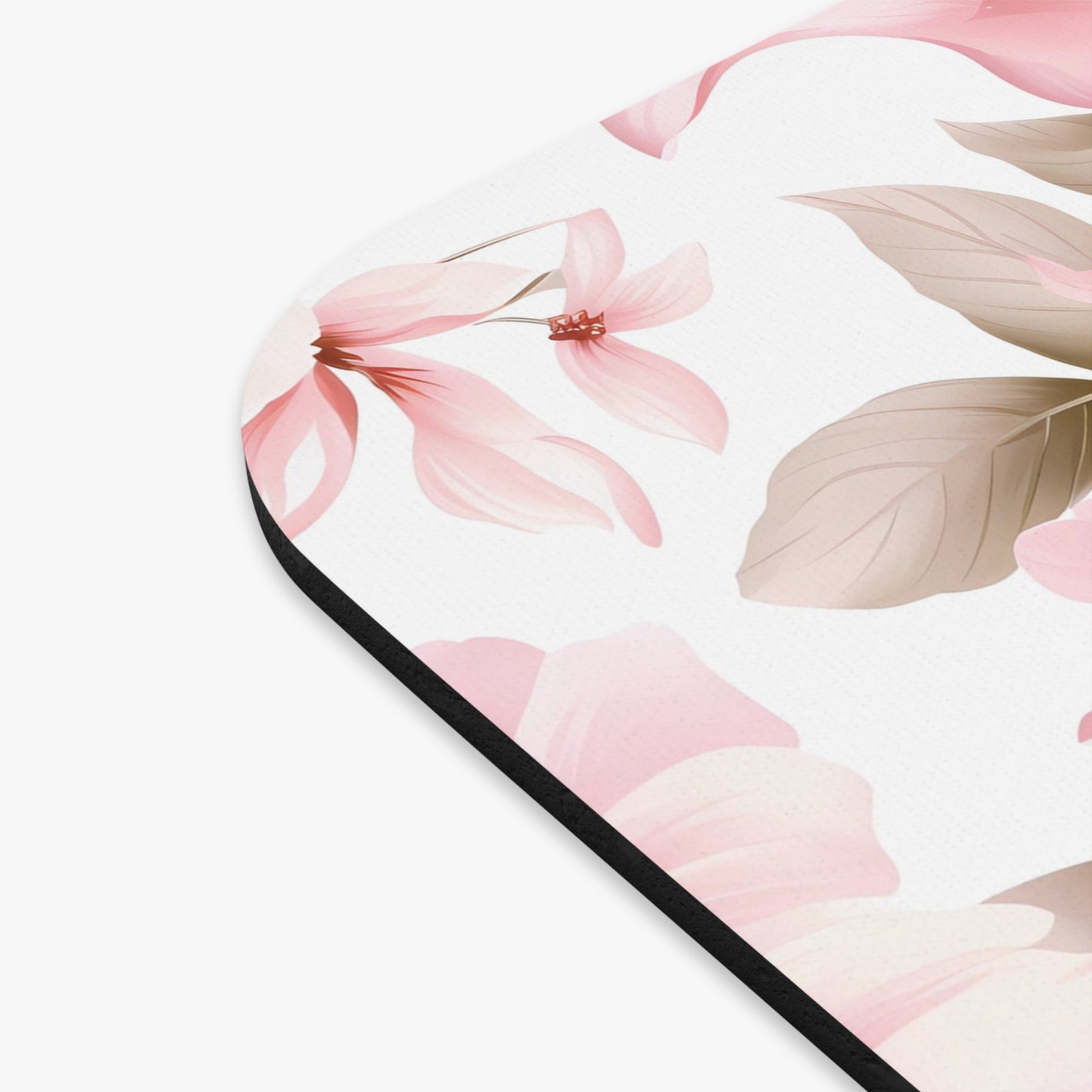 Custom Name Pink Floral Chinoiserie Desk Mat, Personalized Pink White Flowers Desk Pad, Preppy Mouse Pad, Pink Toile Floral Decor Desk Pad