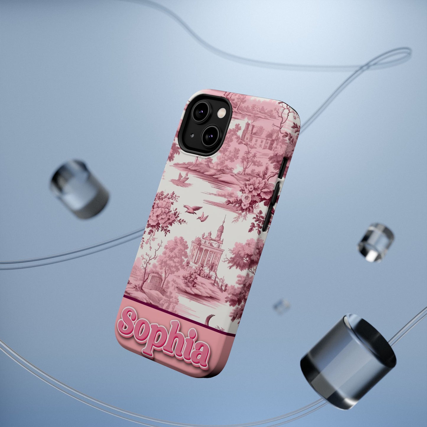 Custom Name Samsung, iPhone Case | Tough, Snap, MagSafe iPhone & Samsung cases | Pink Toile De Jouy Phone Case | Customized Phone Cover