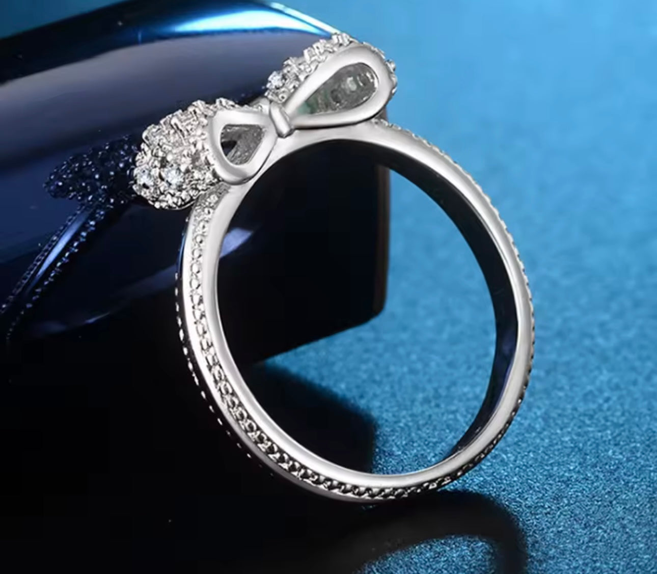 Minimalist Bow Knot Ring – 925 Sterling Silver with Cubic Zirconia, Elegant Gift for Her