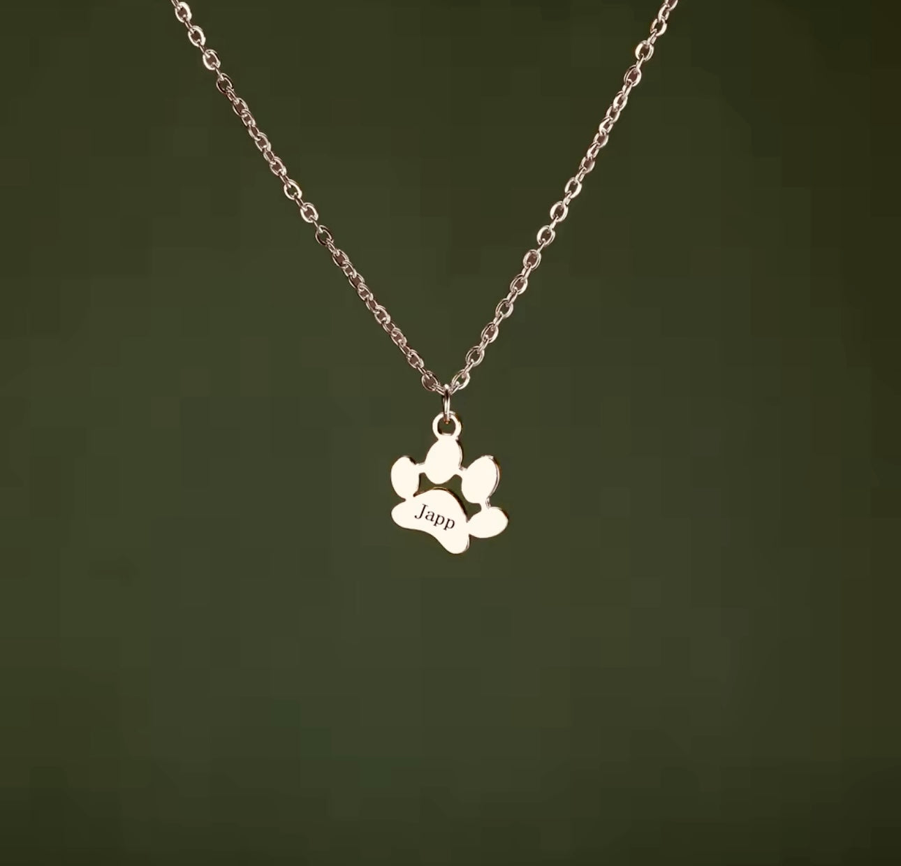 Custom Paw Print Necklace • Personalized Pet Name Jewelry for Women & Kids • Cat Dog Memorial Necklace