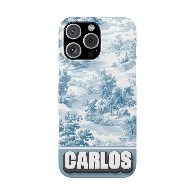 Custom Name Samsung, iPhone Case | Tough, Snap, MagSafe iPhone & Samsung cases | Blue Toile De Jouy Phone Case | Customized Phone Cover