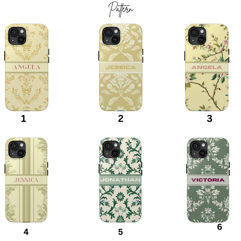 Custom Toile de Jouy Phone Case β Personalized MagSafe iPhone & Samsung Case | Elegant French Floral Design