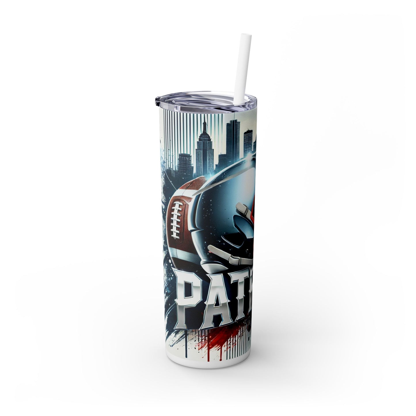 PATRIOT Football Team Designs 20oz Skinny Tumbler, NFL Seamless Design, 20oz Tumbler , Tumbler for PATRIOT fans.