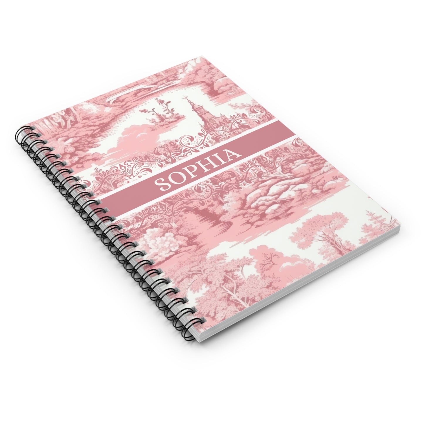 Toile De Jouy Personalized Spiral Notebook | Custom Journal for Women, Kids, Best Friends | Birthday Gifts for Her & Mom