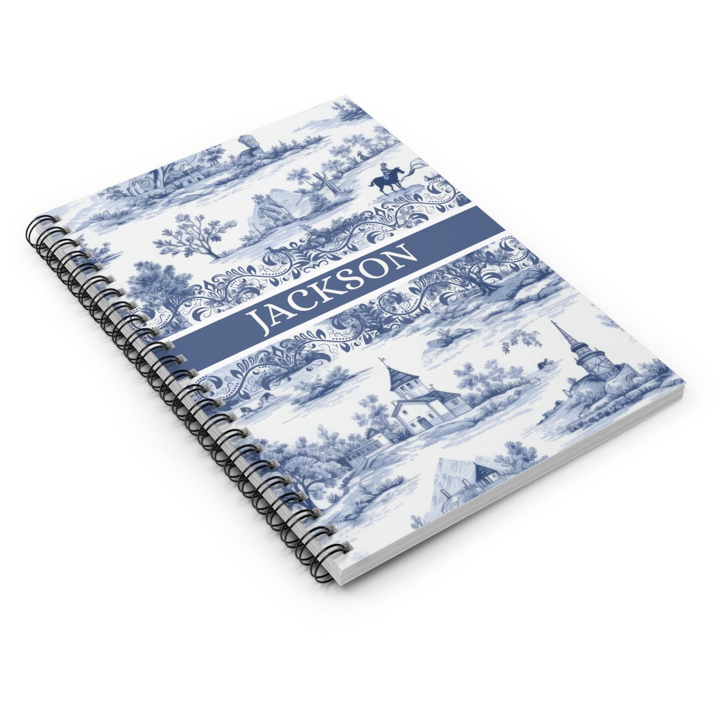 Toile De Jouy Personalized Spiral Notebook | Custom Journal for Women, Kids, Best Friends | Birthday Gifts for Her & Mom