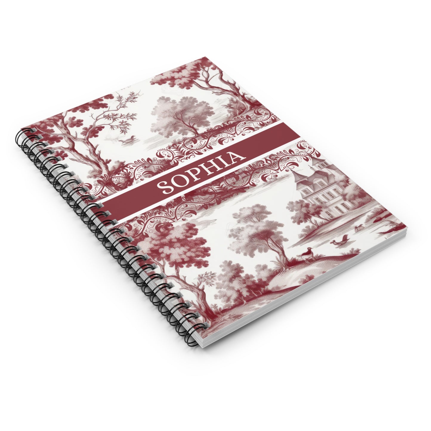Toile De Jouy Personalized Spiral Notebook | Custom Journal for Women, Kids, Best Friends | Birthday Gifts for Her & Mom