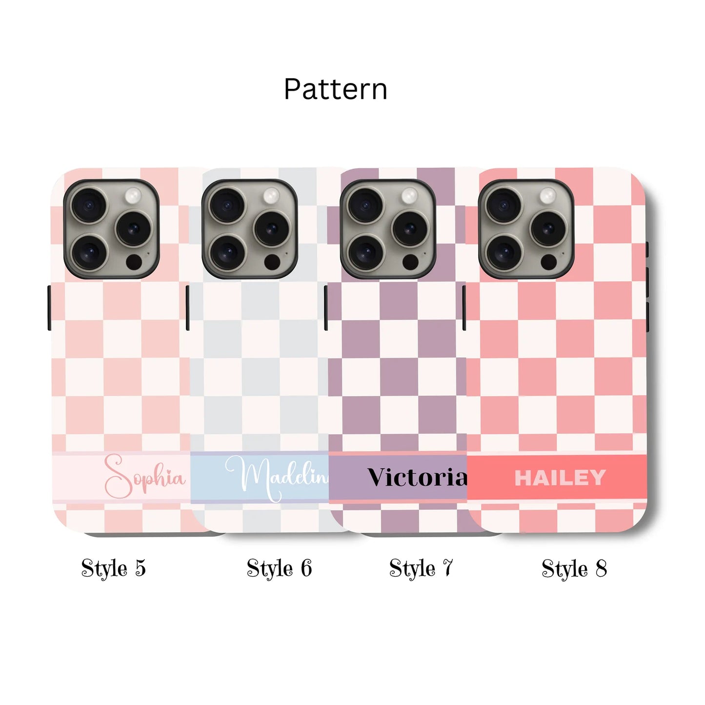 Custom Checkered iPhone Case, Samsung Case – Trendy Retro Vibe with Your Name or Initials