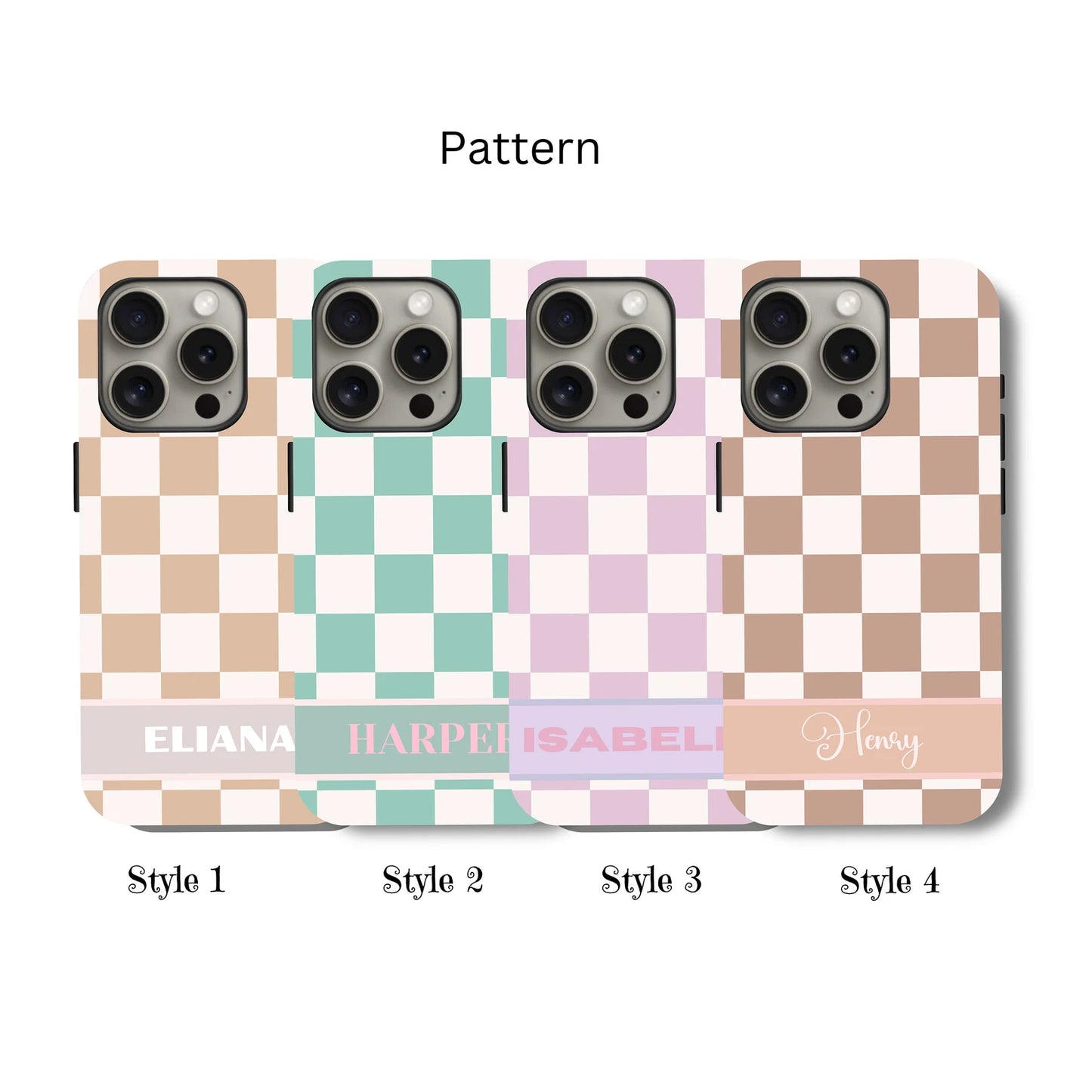 Custom Checkered iPhone Case, Samsung Case – Trendy Retro Vibe with Your Name or Initials