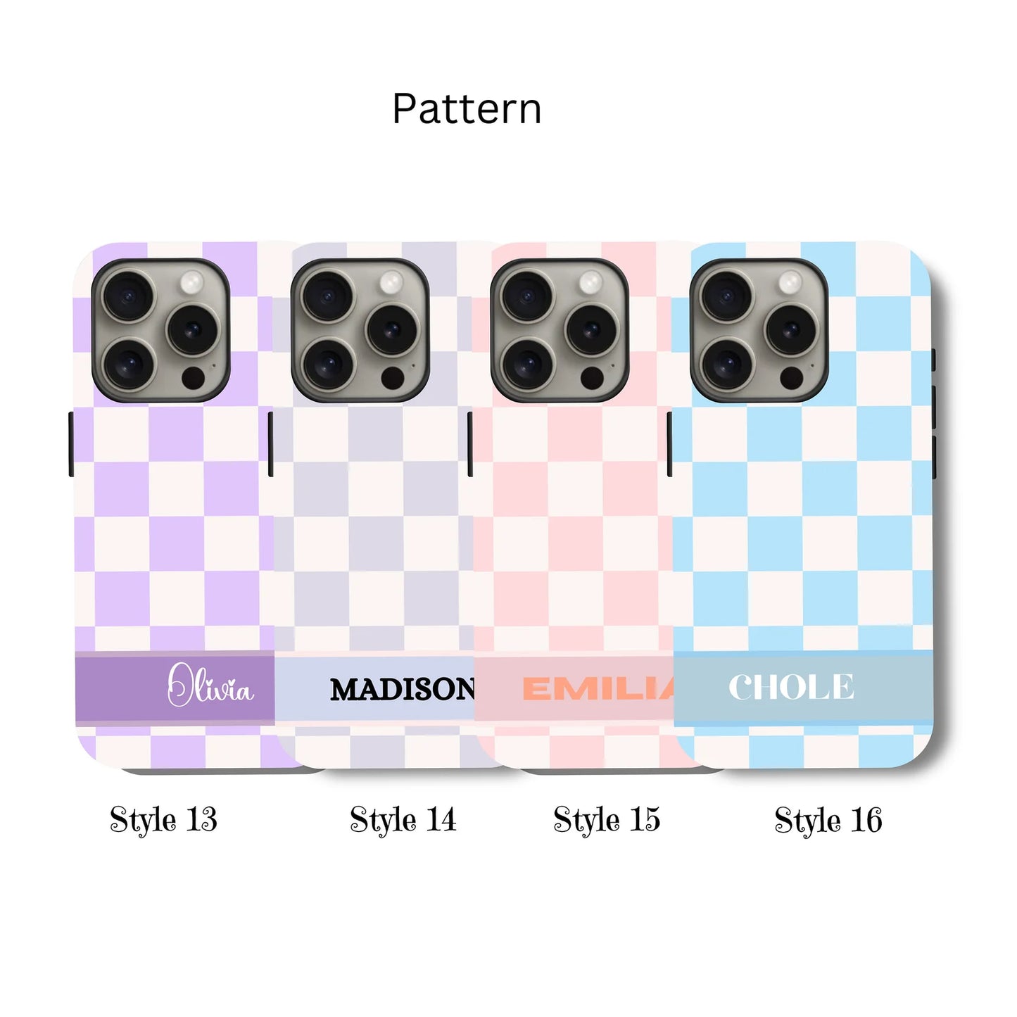 Custom Checkered iPhone Case, Samsung Case – Trendy Retro Vibe with Your Name or Initials