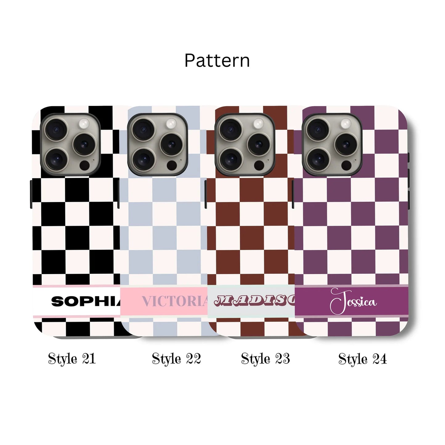 Custom Checkered iPhone Case, Samsung Case – Trendy Retro Vibe with Your Name or Initials