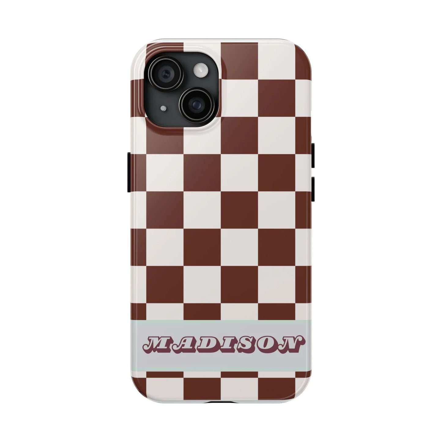 Custom Checkered iPhone Case, Samsung Case – Trendy Retro Vibe with Your Name or Initials