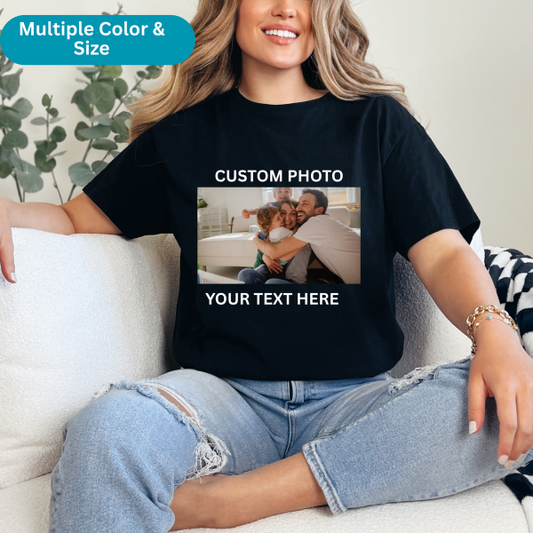 Custom Image T-Shirt, Sweatshirt with Your Photo & Text | Personalized Shirt for Mom, Dad | Custom Logo or Picture Tee | Unique Gift Idea