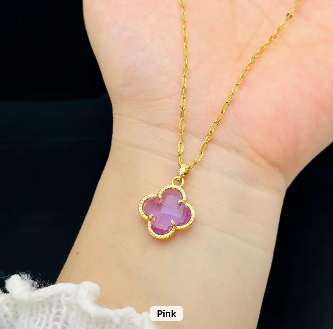 18K Gold Plated Four Leaf Clover Necklace | Stainless Steel Lucky Pendant | Elegant Women’s Jewelry