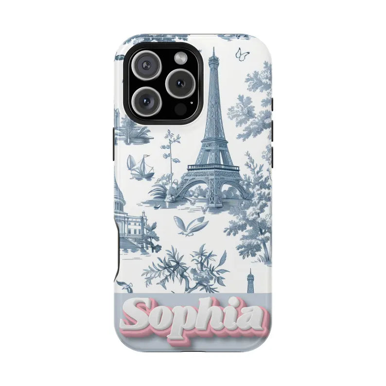 Custom Name Samsung, iPhone Case | Tough, Snap, MagSafe iPhone & Samsung cases | Blue Toile De Jouy Phone Case | Customized Phone Cover