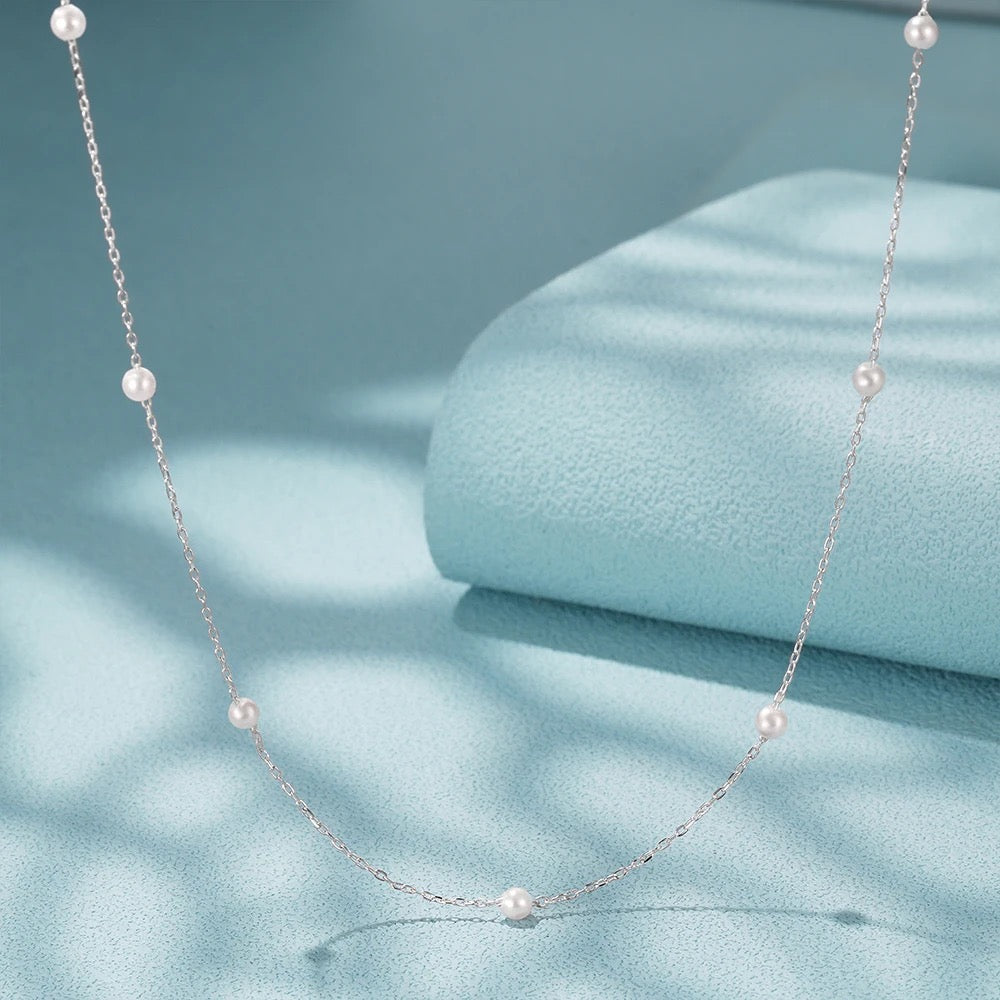 Sterling Silver Round Imitate Pearl Pendant Necklaces Chain For Women • Gift for Daughter • Gift for Mother • Gift for Wife • Birthday Gift
