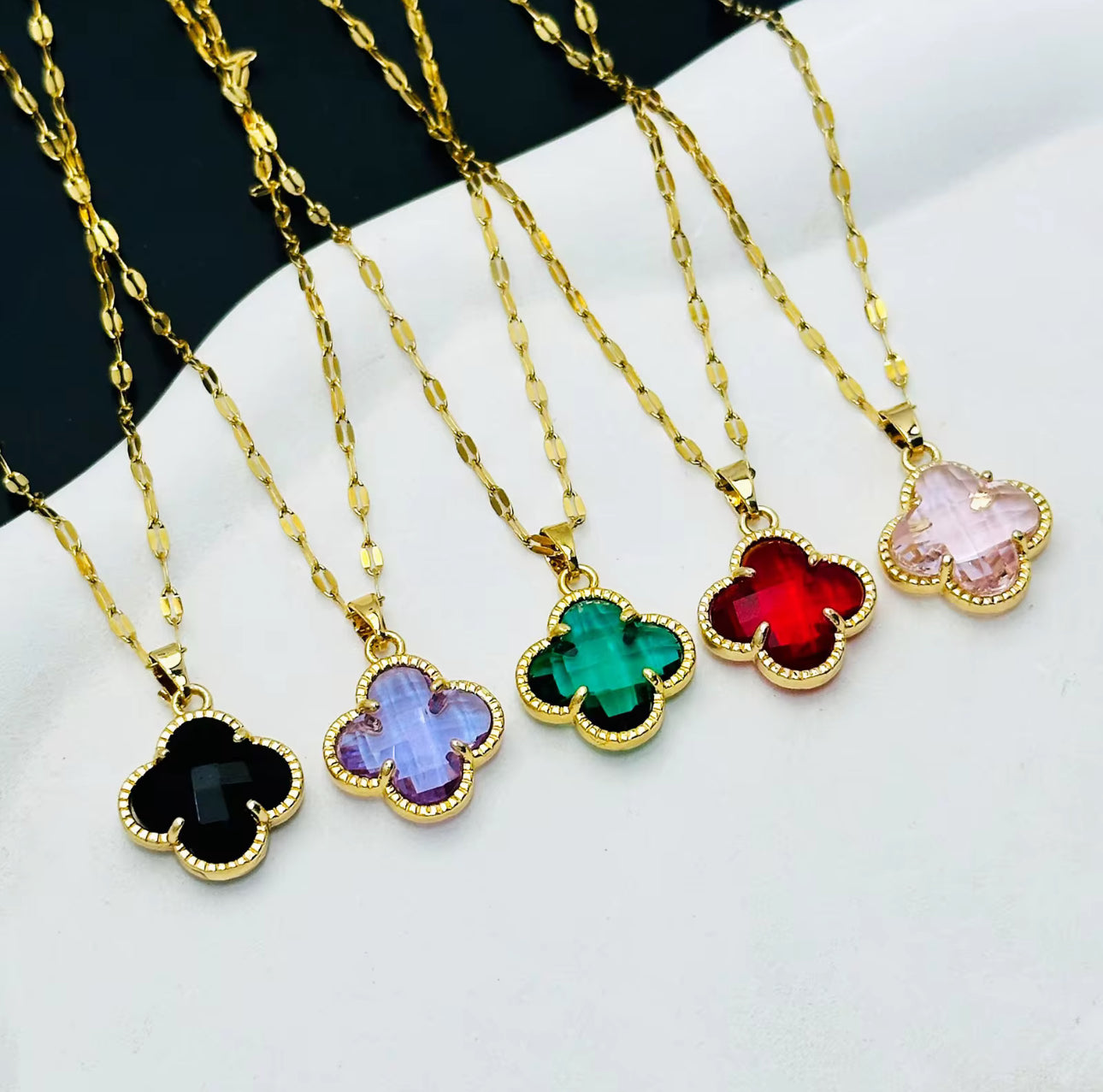 18K Gold Plated Four Leaf Clover Necklace | Stainless Steel Lucky Pendant | Elegant Women’s Jewelry