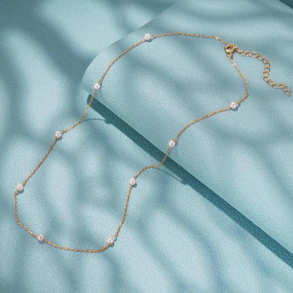 Sterling Silver Round Imitate Pearl Pendant Necklaces Chain For Women • Gift for Daughter • Gift for Mother • Gift for Wife • Birthday Gift