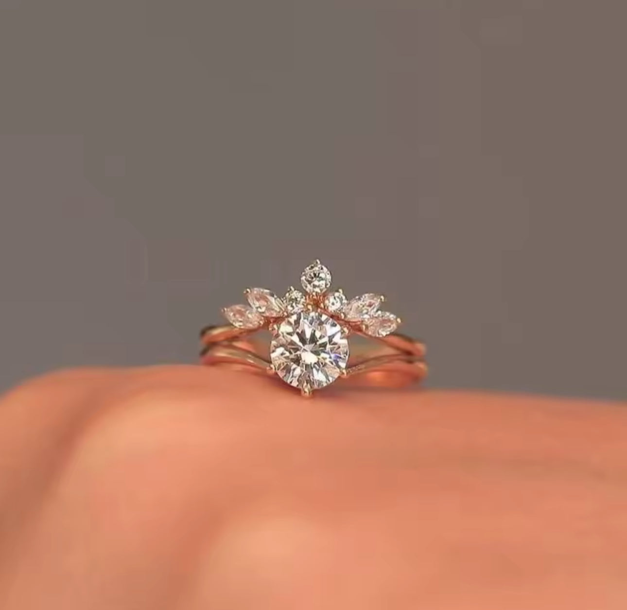 S925 Sterling Silver 1.2CT Moissanite Ring Set | 18K Gold-Plated | Perfect Birthday & Gift Jewelry