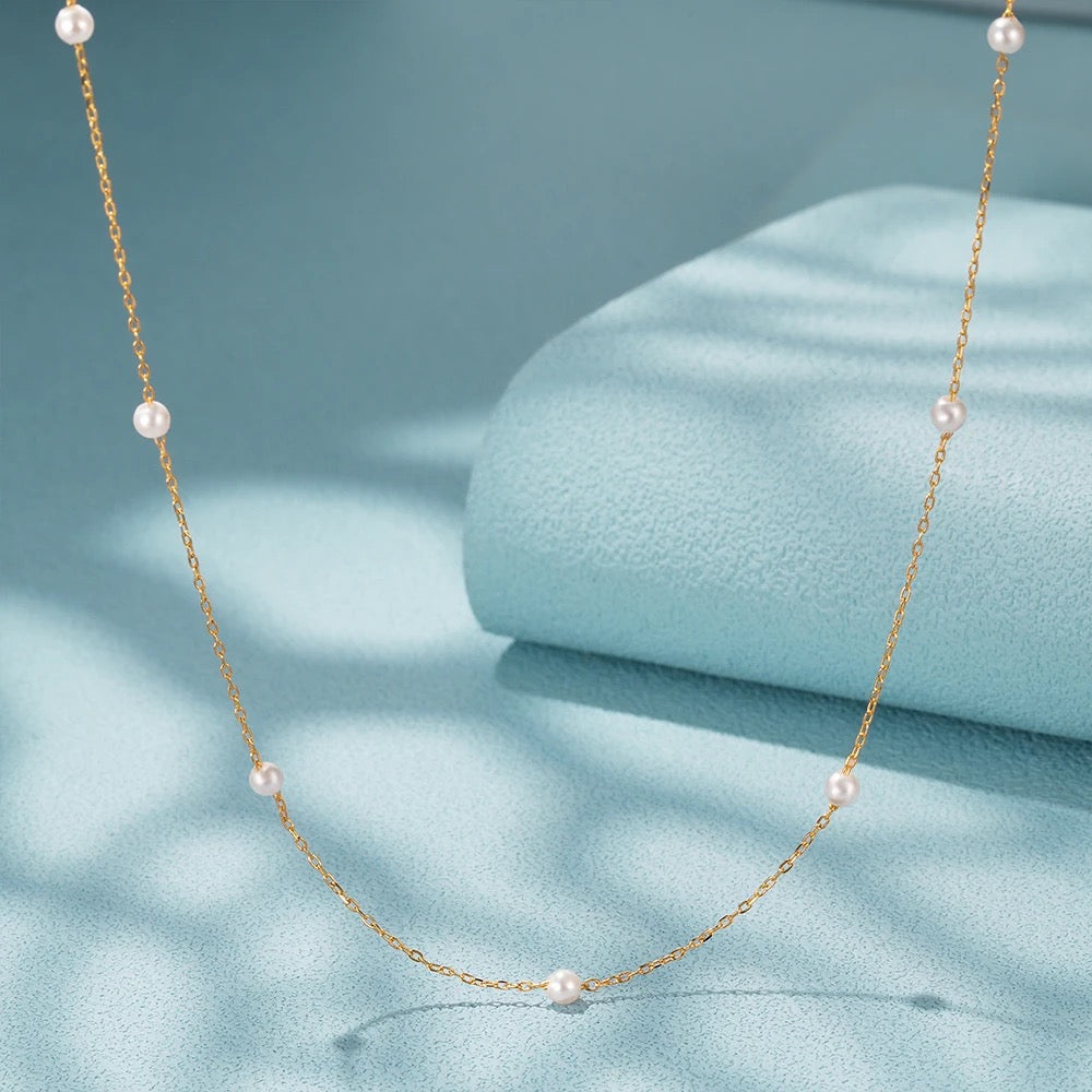 Sterling Silver Round Imitate Pearl Pendant Necklaces Chain For Women • Gift for Daughter • Gift for Mother • Gift for Wife • Birthday Gift