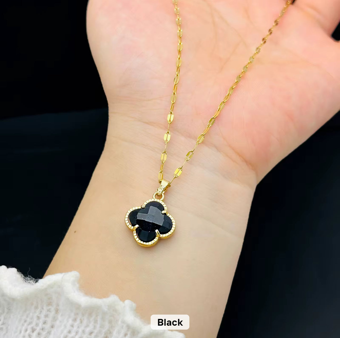 18K Gold Plated Four Leaf Clover Necklace | Stainless Steel Lucky Pendant | Elegant Women’s Jewelry