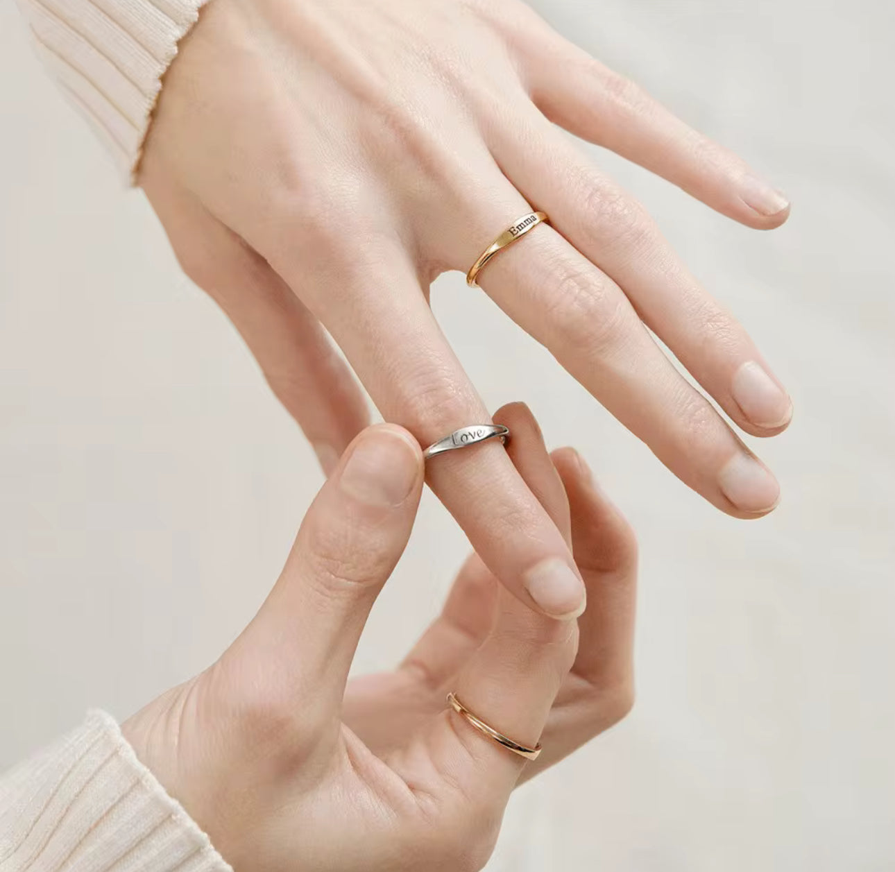 Personalized Engraved Rings, Custom Name, text Date Stackable Ring Set, Minimalist Jewelry Gift for Her, Wife, girlfriend, Bridesmaid